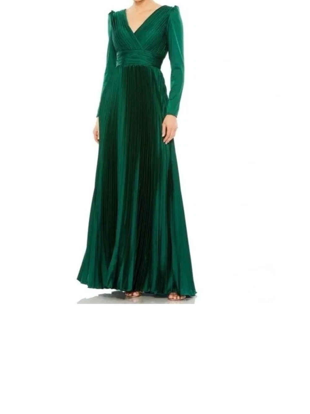 Emerald Green Ieena for Mac Duggal Satin Pleated Maxi Skirt Orig $450